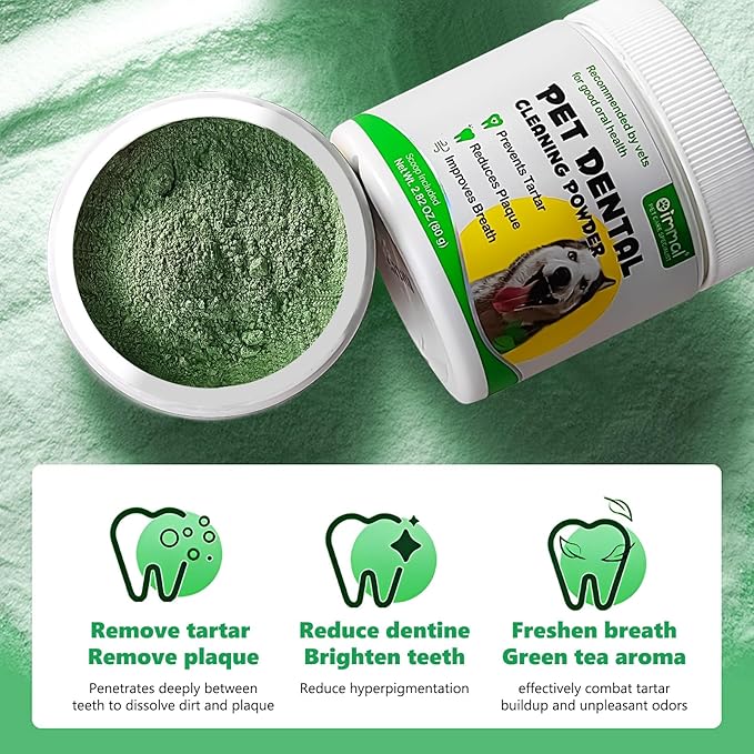 Teeth Cleaning Powder for Dogs, Dental Powder for Dogs - Dog Breath Freshener Powder with Probiotics for Bad Breath, Plaque, Tartar Remover - Dental Care Supplies for Small, Medium, Large Dogs - 80g