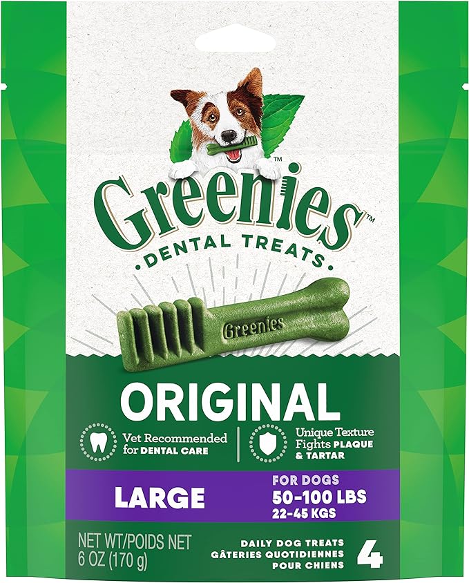Greenies Original Large Natural Dental Care Dog Treats, 6 oz. Pack (4 Treats)