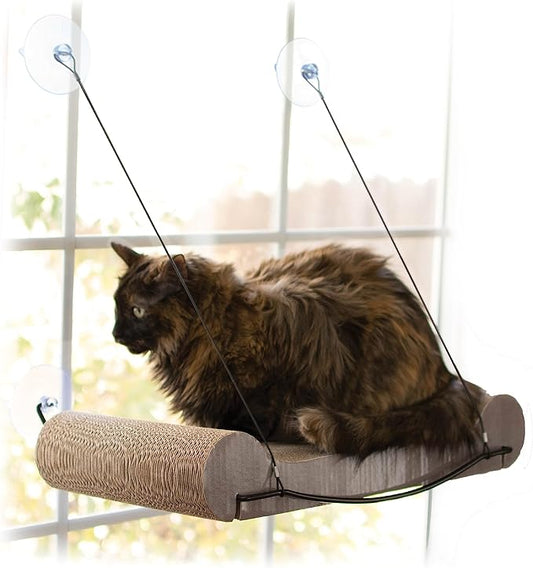 K&H Pet Products EZ Mount Cat Scratcher Kitty Sill Window Sill Cat Bed, Cat Window Bed Cat Furniture Cat Window Hammock, Sturdy Cat Window Perch for Large Cats, Cat Hammock for Window Cat Perch