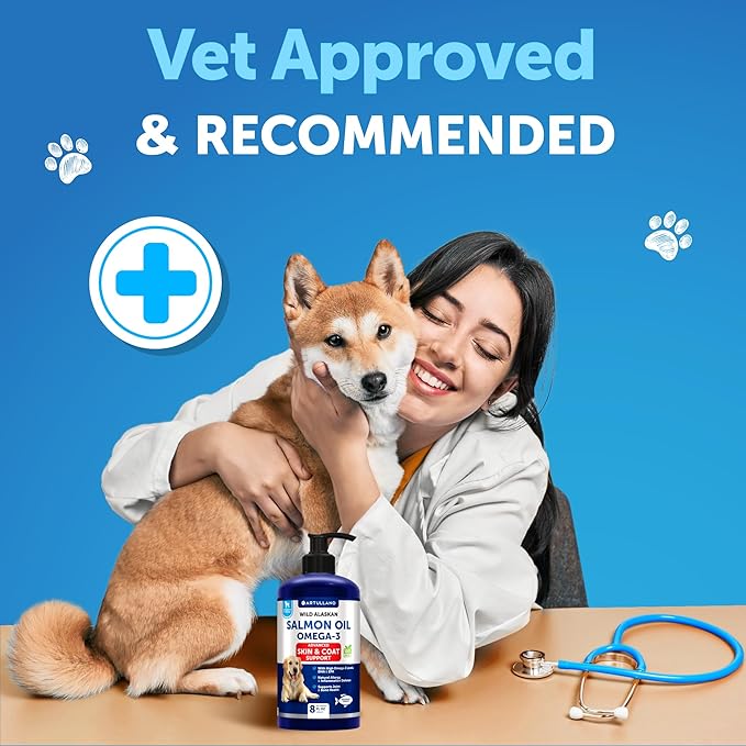 Wild Alaskan Salmon Oil for Dogs - Salmon Oil for Dogs Skin and Coat - Dog Salmon Oil Liquid for Food - Omega 3 Fish Oil for Dogs Itch & Allergy - EPA & DHA Fatty Acids - Shedding Supplement