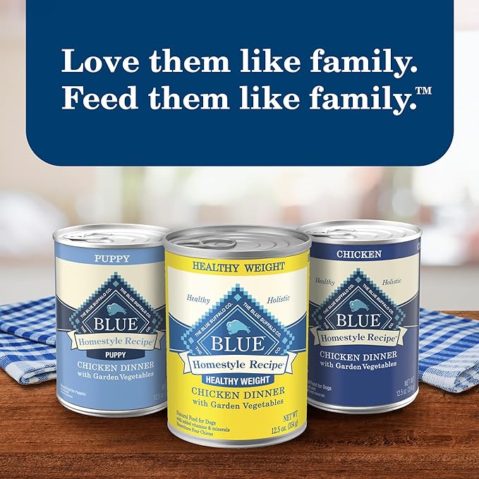 Blue Buffalo Homestyle Recipe Healthy Weight Adult Wet Dog Food, Beef Dinner With Garden Vegetables, 12.5-oz. Can (Pack of 12)