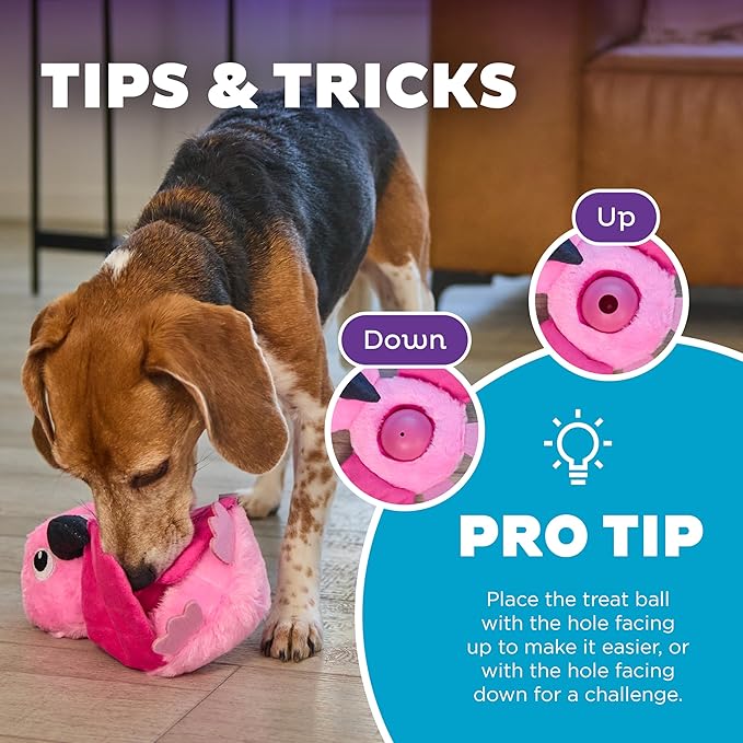 Outward Hound Nina Ottosson Hide-Ablez Plush Dog Puzzle with Treat Ball, Flamingo, Pink