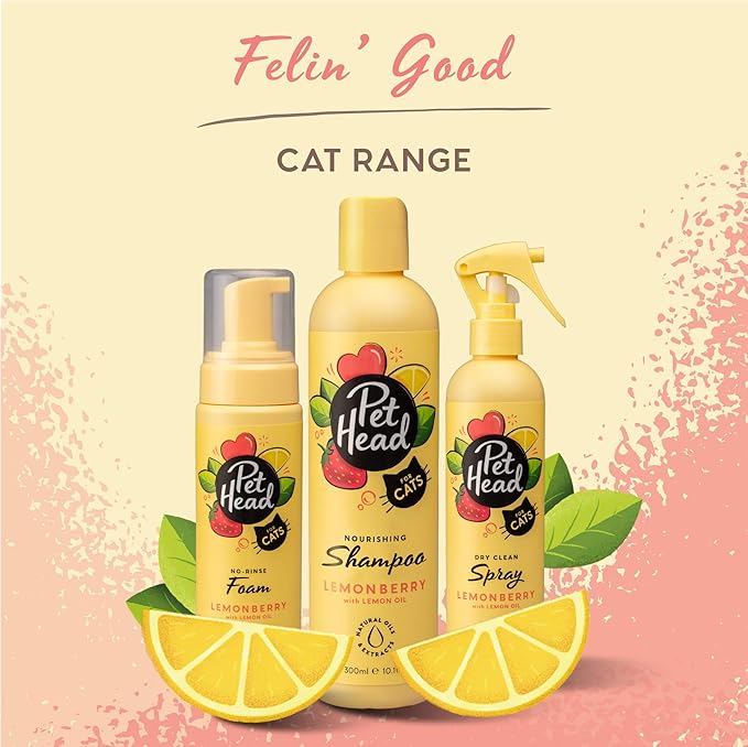 PET Head Felin' Good Shampoo for Cats 10.1 fl. oz. Fruity Scent. Softens and nourishes The Coat. Hypoallergenic with Natural and Vegan Ingredients. Gentle Formula for Cats and Kittens. Made in USA