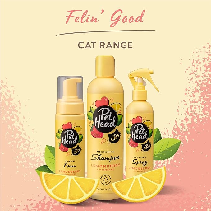 PET HEAD Felin’ Good Foam Shampoo for Cats 6.7 fl. oz. Fruity Scent. No-rinse and Quick-drying Cat Shampoo. Hypoallergenic with Natural & Vegan Ingredients. Gentle Formula for Kittens. Made in USA