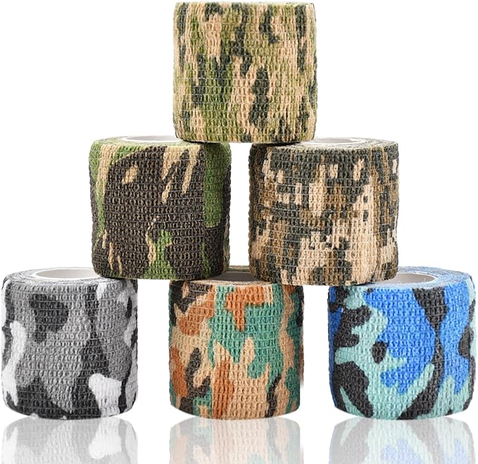 6 Roll 2 Inch x 5 Yards Camo Pet Vet Wrap for Dogs Cats, Cohesive Bandages in Bulk, Camouflage Non-Woven Self Adhesive Bandages Wrap Roll for Pet Animals Wound Care Ankle Sprains and Swelling