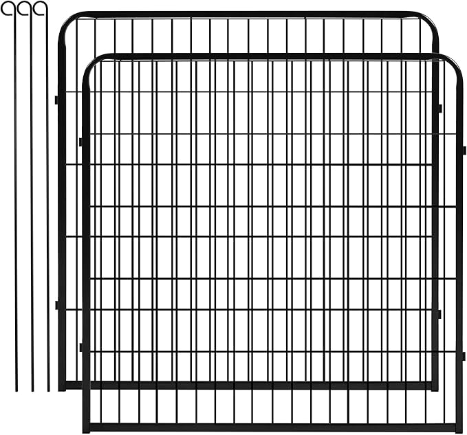 Yaheetech Dog Pen, 2 Panels 32 inch Height Pet Playpen for Puppy/Cat/Rabbit/Small Animals Heavy Duty Metal Exercise Barrier Dog Fence Accessories for Camping Garden Yard Black