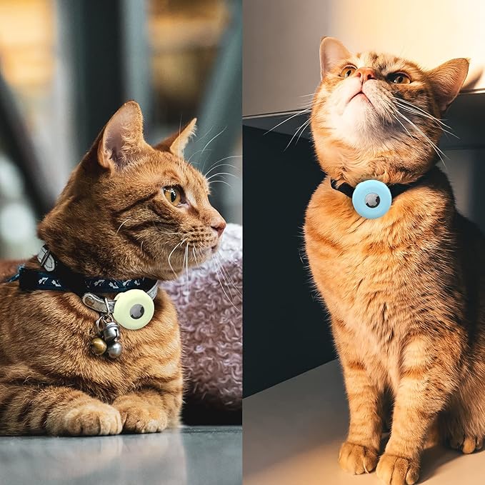 Cat Collar Holder for Airtag - 2 Pack Silicone Airtag Cat Collar Holder for Apple AirTags, Air Tag Holder Case for 0.3-0.6" Collar of Small Animal Kitten/Puppy, Pet Collar Charms Loop Accessories