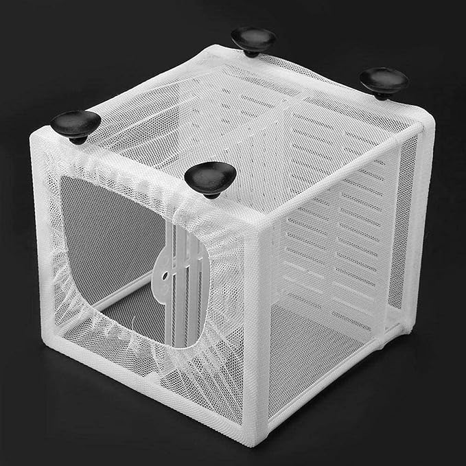 Aquarium Fish Breeder Box, Hatching Box, Juvenile Fish Spawning Incubator, Water Isolation Net Hatcher, Nylon Mesh Fish Fry Hatchery Breeder Box Separation Net（White 3 Rooms S）