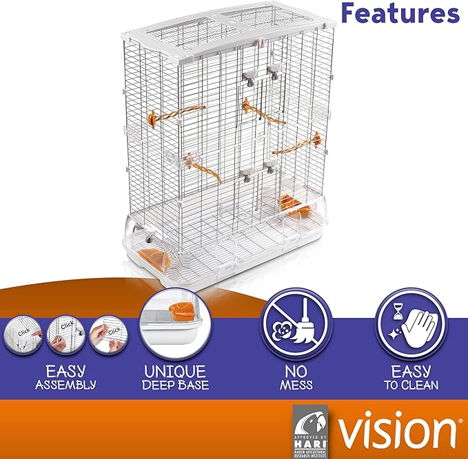 Vision L12 Wire Bird Cage, Bird Home for Lovebirds and Cockatiels, Tall Large, 83315