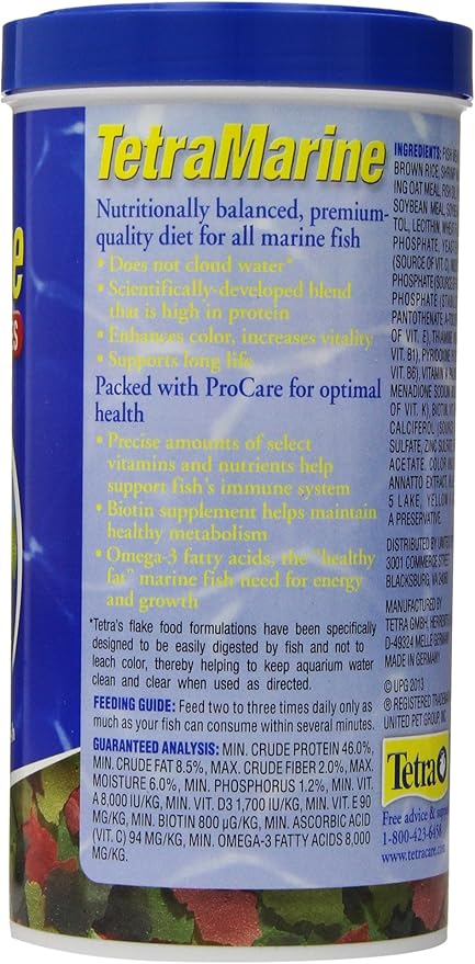 TetraMarine Large Saltwater Flakes, Nutritionally Balanced Fish Food for Saltwater Fish, 5.65 oz (Pack of 2)