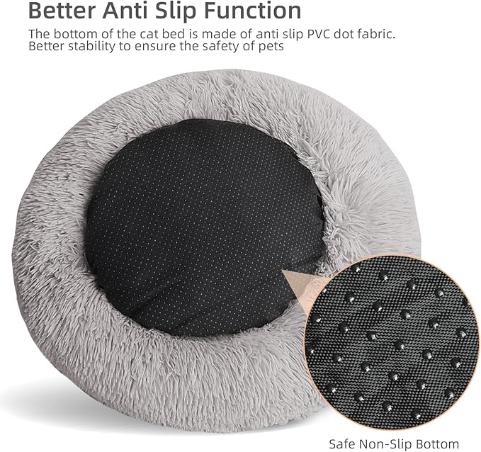 Dog Bed for Small Medium Large Dogs,27 Inch Calming Dogs Bed Machine Washable, Fluffy Round Pet Bed Non-Slip, Calming Soft Plush Donut Cuddler Cushion Self Warming for Puppy and Kitten