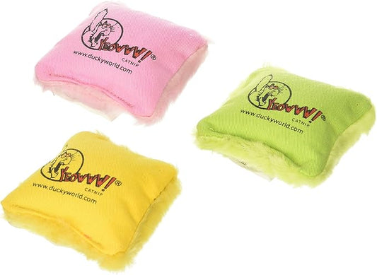 Speciality Pack Containing 3 Yeowww! 100% Organic Catnip Pillows (Contains a Pink, Yellow and Green Pillow)