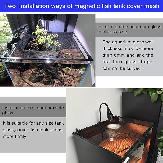 Magnetic Aquarium Cover lid Fish Tank lid Anti-Jumping net Cover mesh Terrarium lid Aquarium Hood (Big Size DIY Cover lid)