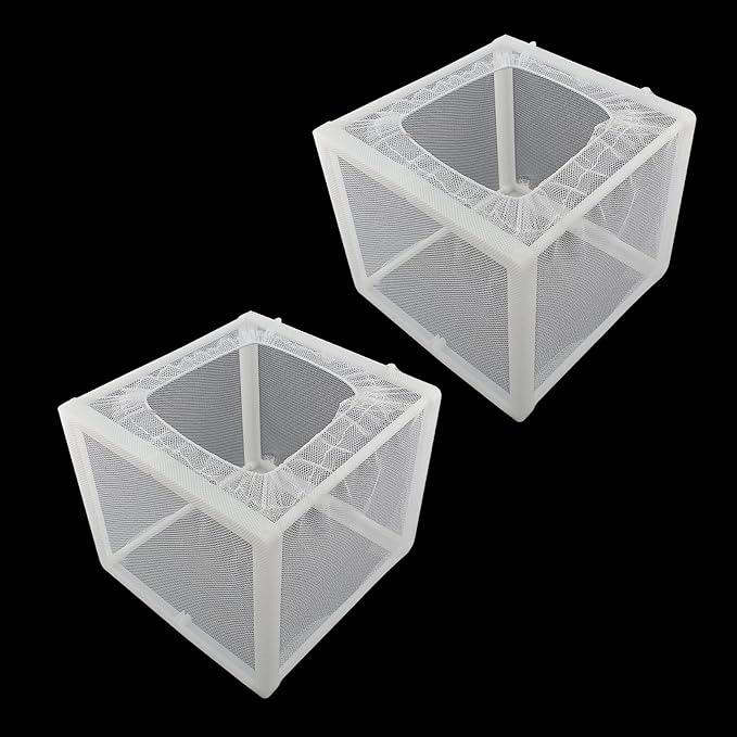 2 Pack Nylon Mesh Box Square Fish Breeder Box Separation Net Aquarium Fish Hatching Box(6.29"x5.5"x5.9") L*W*H