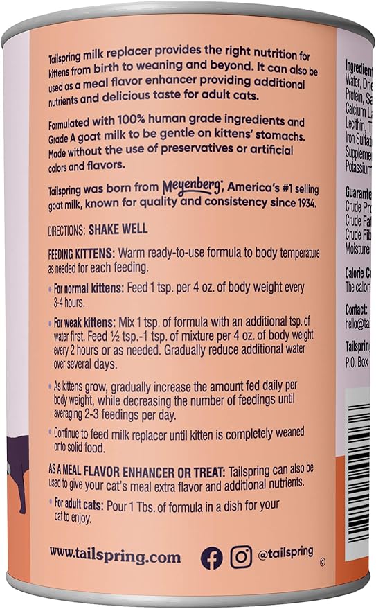 Milk Replacer for Kittens, Liquid, Ready-to-Feed, Made with Whole Goat Milk 12 Fl Oz (Pack of 1)