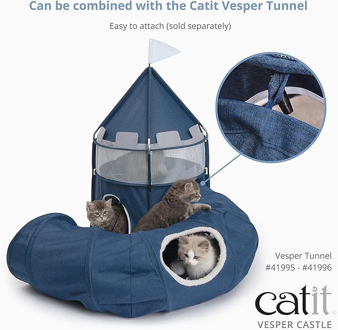 Catit Vesper Castle, Soft Cat Tower Hideout, Blue