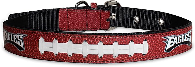 Pets First Tough Leather Pet Collar NFL Philadelphia Eagles Premium Dog Collar, Limited Edition, Size Medium. Best & Strongest Heavy-Duty Dog Collar!, Medium (16-20" Long & 1" Wide) (PHL-3081-MD)
