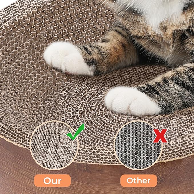 ComSaf Cat Scratcher Bed, Corrugated Cardboard Cat Scratch Bed Lounge Durable Long Lasting, Cat Scratch Pad Cat Scratching Board for Indoor Cats Protecting Furniture Sofa(Oval)