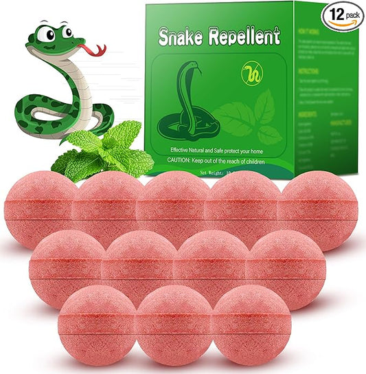 12 Pack Snake Repellent for Yard Powerful, Natural Snakes Balls for Repelling Snakes Rats and Other Pests, for Outdoor Indoor Lawn Garden Camping Fishing
