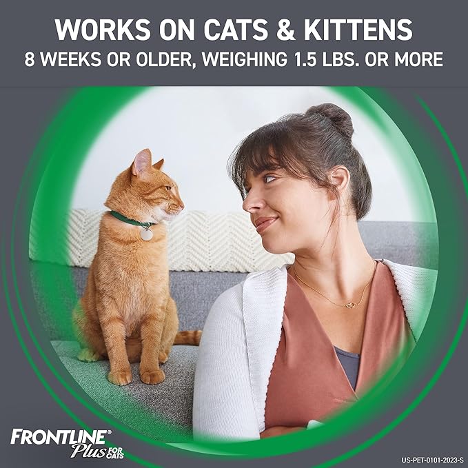 Frontline Plus Flea and Tick Treatment for Cats Over 1.5 lbs., 8 Treatments