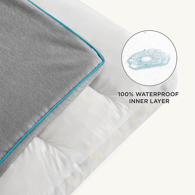 Bedsure Waterproof Dog Beds for Small Dogs - 4 inch Thicken Up to 20lbs Small Dog Bed with Removable Washable Cover, Pet Bed Mat Pillows, Grey