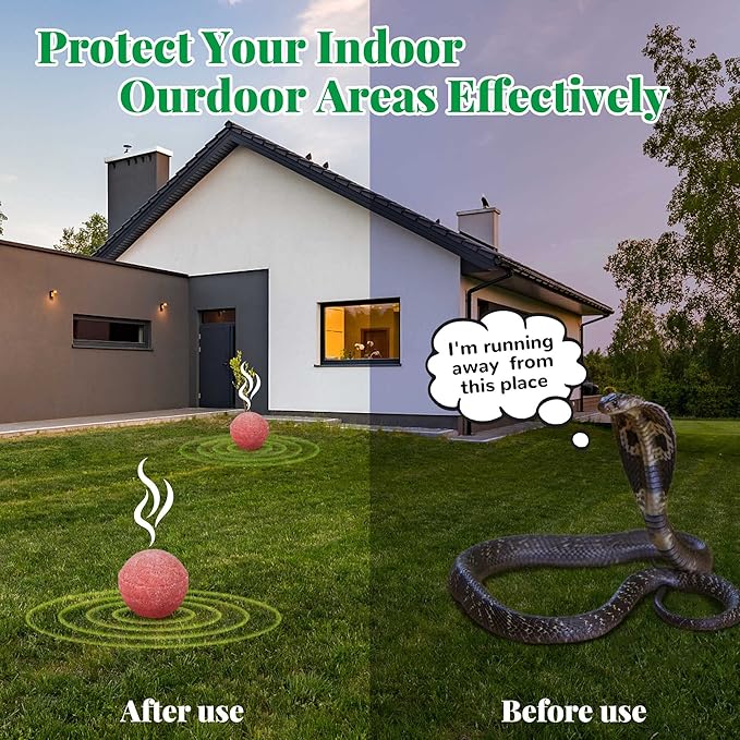 12 Pack Snake Repellent for Yard Powerful, Natural Snakes Balls for Repelling Snakes Rats and Other Pests, for Outdoor Indoor Lawn Garden Camping Fishing