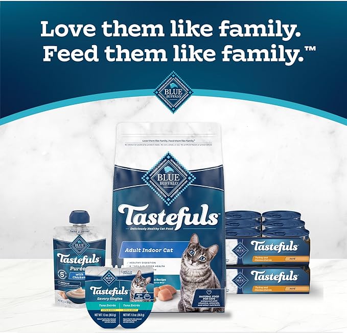 Blue Buffalo Tastefuls Wet Cat Food Paté, Made with Natural Ingredients | Turkey and Chicken Entrée, 3-oz. Cans (24 Count)