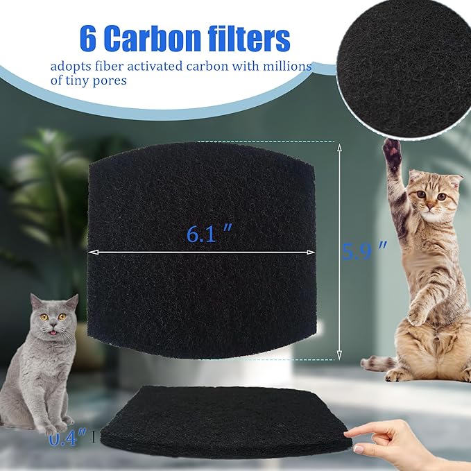 Carbon Filters Compatible with Petmate Booda Clean Step Cat Litter Box - Thickened and Durable Activated Charcoal Filters, Absorb Odors/Control Damp from Pets/Keep Home Fresh (6 Pack)