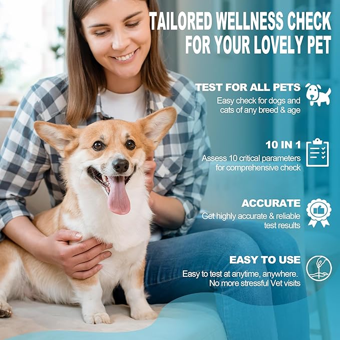 10-in-1 Dog & Cat Urine Test Strips for Dogs - 50ct Dog & Cat UTI Test Kit, UTI Test Strips for Dogs, Cats & Vets | Easy to Use for Quick & Accurate Testing to Help Manage Pet UTI & Health at Home