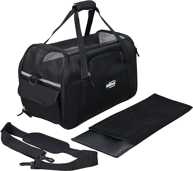 EliteField Soft Sided Pet Carrier (3 Year Warranty, Airline Approved), Multiple Sizes and Colors Available (Large: 19" L x 10" W x 13" H, Black)
