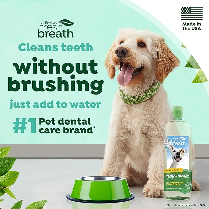 TropiClean Fresh Breath Original | Dog Oral Care Water Additive | Dog Breath Freshener Additive for Dental Health | VOHC Certified | Made in the USA | 33.8 oz.