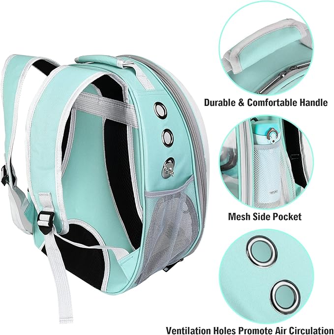 Bird Carrier Backpack Travel Cage with Perch, Breathable Clear Parrot Cockatiel Cage with Toy Stainless Steel Food Bowl Tray for Conures Parakeet Budgie Canary Lovebirds, Small Animal Pet Carrier Bag