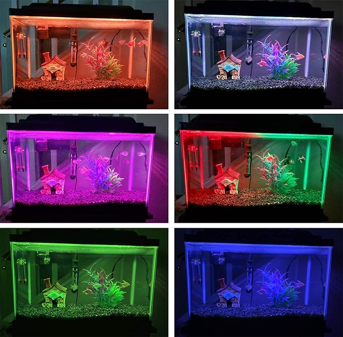 LED Aquarium Lights, RGB Fish Tank Lights Underwater IP68 Waterproof Submersible Remote Control Tank Lid Lights Colored Adjustable Fish Aquarium Tank Waterfall Lighting, 15 inch