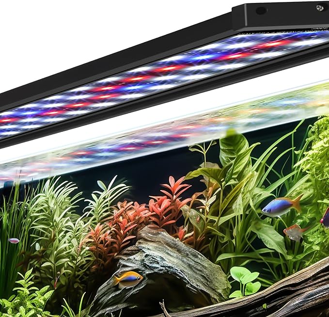 AQQA LED Aquarium Light Classic Full Spectrum Fish Tank Plant Light with 14 Colors Adjustable Brightness Waterproof Dimmable Fish Planted Light for Aquarium 31-39 Inch (28W)