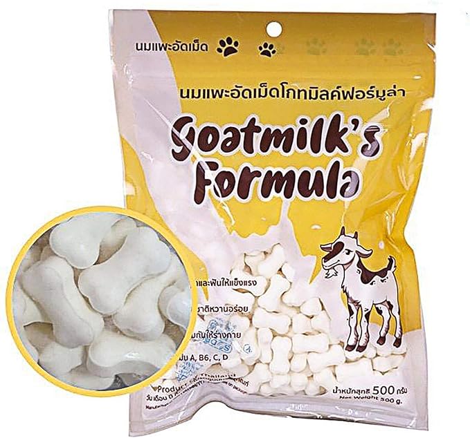 GOATMILK FUMULA 100% Sterilized Goat Milk Replacer 300 Tablets for Dog Puppy Cats Pet Milk Replacer Supplement High Protein Calcium Nourish Bones Teeth Strengthens Immunity Milk Replacement 500 g.