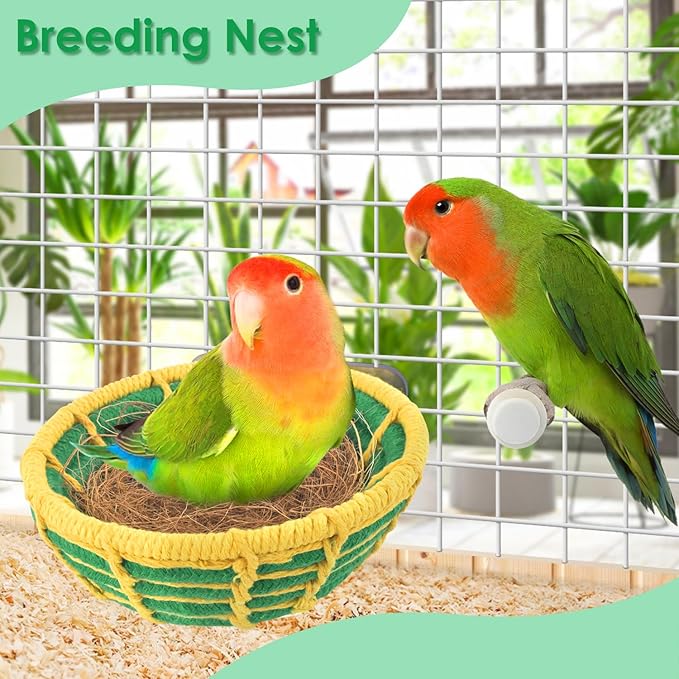 KATUMO Bird Nest, Conure Breeding Nest Parrot Bed with Natural Coconut Fiber Bedding for Budgie, Parakeet, Cockatiel, Conure, Lovebird, Canary, Finch, Small Birds