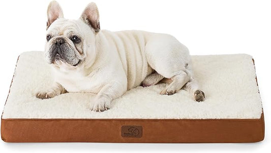 Bedsure Medium Dog Bed for Medium Dogs - Orthopedic Waterproof Dog Beds with Removable Washable Cover, Egg Crate Foam Pet Bed MatDark Khaki