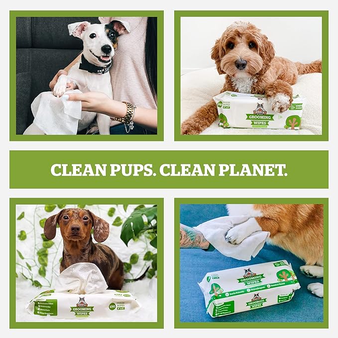 Pogi's Dog Grooming Wipes - 400 Dog Wipes for Cleaning and Deodorizing - Plant-Based, Hypoallergenic Pet Wipes for Dogs, Puppy Wipes - Quick Bath Dog Wipes for Paws, Butt, & Body - Green Tea Scented