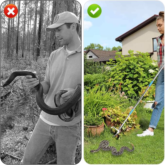50 Inches Snake Grabber -Stainless Steel Snake Tongs Foldable with Lock Suitable for Catching Rattlesnakes and Coral Snakes Reptile