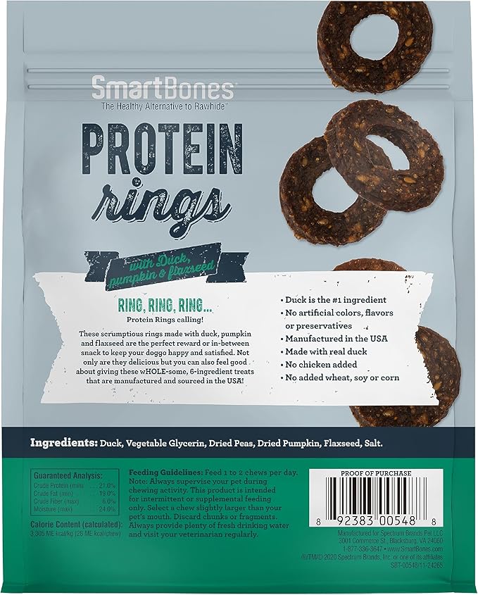 SmartBones Protein Rings with Real Duck, Pumpkin and Flaxseed, 5 OZ