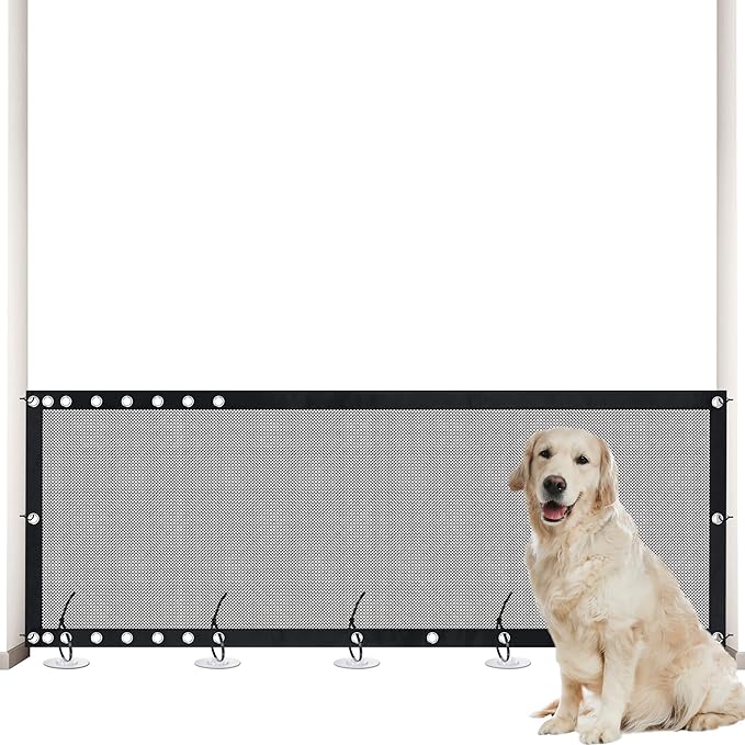 NWK 98’’ to 120’’Extra Wide Adjustable Pet Gate, 30’’ Tall, Mesh Pet Gate for The House Stairs Providing a Safe Enclosure for Pets to Play and Rest (Extra wide)
