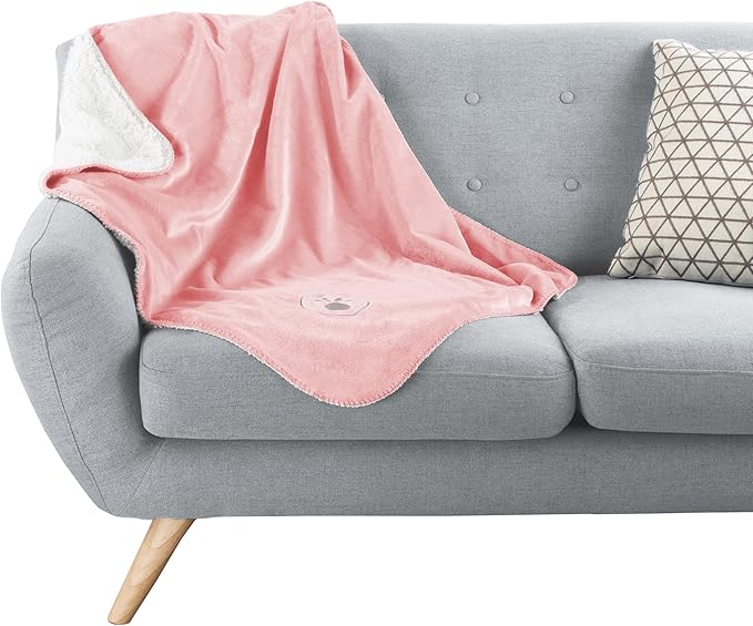 PETMAKER Waterproof Dog Blanket - 30x40-Inch Reversible Sherpa Dog Blanket for Couch, Bed, or Car - Protects from Spills, Stains, or Pet Fur (Pink)
