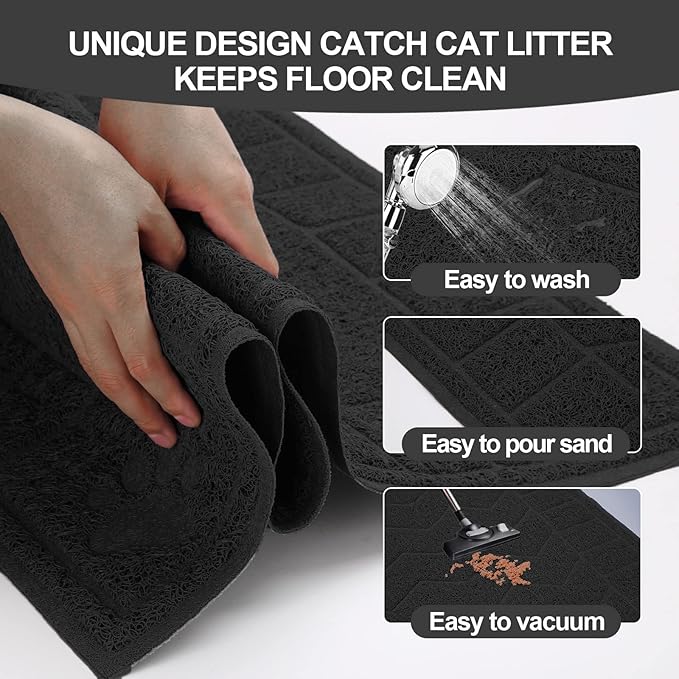 Cat Litter Mat, Litter Trapping Mat Soft on Kitty Paws, 35" x 24" Kitten Litter Box Mat for Cleaner Floors, Waterproof, Easy Clean, Durable Large Size Cat Litter Pad for Kitten.