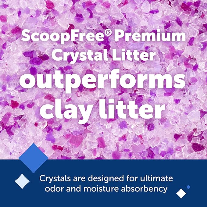 PetSafe ScoopFree Premium Lavender Crystal Cat Litter, 2-Pack – Lightly Scented Litter – Superior Odor Control – Low Tracking for Less Mess – Lasts Up to 1 Month, 8.6 lbs total (2 Pack of 4.3 lb bags)