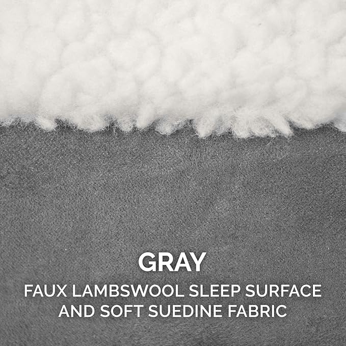 Furhaven 35" Round Memory Foam Dog Bed for Large/Medium Dogs w/ Removable Washable Cover, For Dogs Up to 50 lbs - Sherpa & Suede Snuggery - Gray, 35-inch