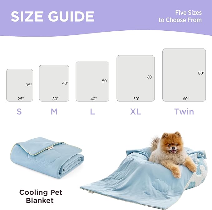 Lesure Premium Cooling Blankets for Medium Dogs - Washable Dog Cooling Throw Blanket with Q-MAX>0.4，Durable Self Cooling Pet Mat for Cat, Soft Cooling Summer Blanket for Hot Weather, Blue, 30x40