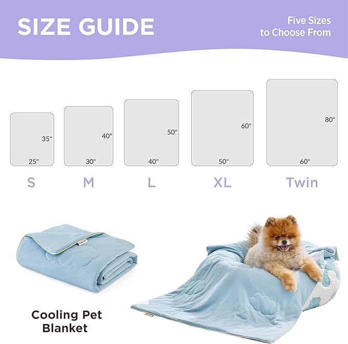 Lesure Premium Cooling Blankets for Small Dogs - Washable Dog Cooling Throw Blanket with Q-MAX>0.4，Durable Self Cooling Pet Mat for Cat, Soft Cooling Summer Blanket for Hot Weather, Blue, 25x35