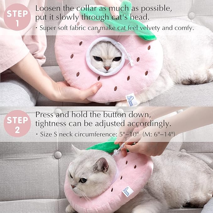 ANWA Adjustable Cat Cone Collar Soft, Cute Cat Recovery Collar, Cat Cones After Surgery for Kittens