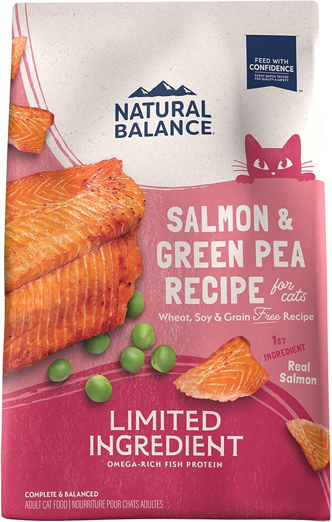 Natural Balance Limited Ingredient Adult Grain-Free Dry Cat Food, Salmon & Green Pea Recipe, 4 Pound (Pack of 1)