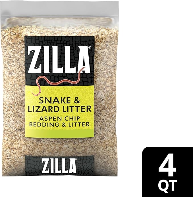 Zilla Snake and Lizard Litter Substrate, Made with Aspen Chips, Ultra Absorbent Bedding, Easy to Clean, 4 Quarts